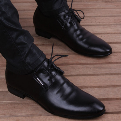Класически мъжки обувки от еко кожа в черен цвят