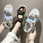 Sandale casual de dama moderne cu efect stralucitor in doua culori