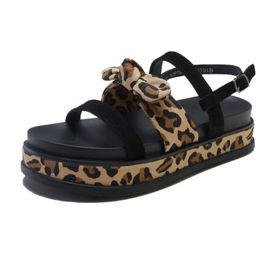 Sandale de dama cu talpa inalta si element panglica in doua culori