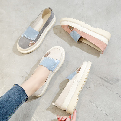 Modern women`s moccasins made of eco suede in several colors