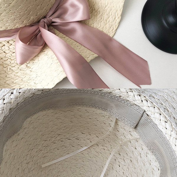 Μοντέρνο καλοκαιρινό καπέλο με επιγραφή και σατέν κορδέλα σε διάφορα χρώματα