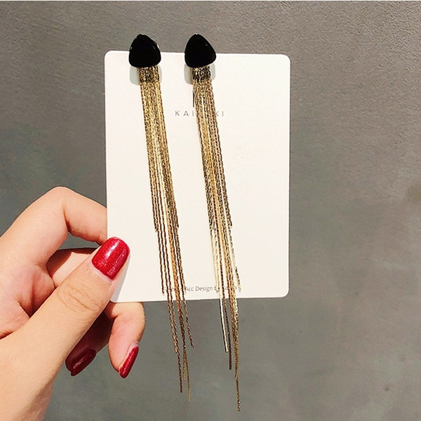 Elegáns női hosszú fülbevaló két színben kővel