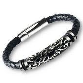 Κομψό ανδρικό έκο δερμάτινο βραχιόλι σε δύο χρώματα