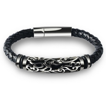 Κομψό ανδρικό έκο δερμάτινο βραχιόλι σε δύο χρώματα