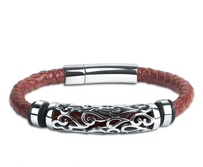 Κομψό ανδρικό έκο δερμάτινο βραχιόλι σε δύο χρώματα