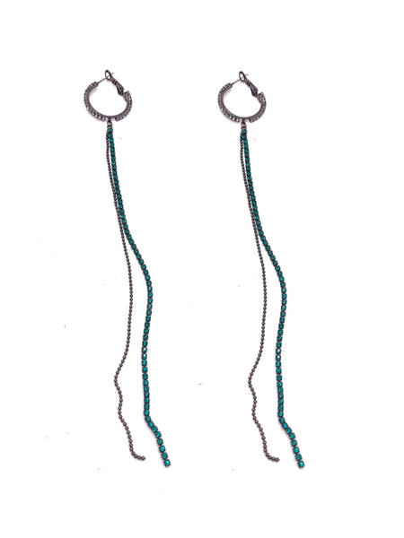 Stílusos női hosszú fülbevaló kék színben