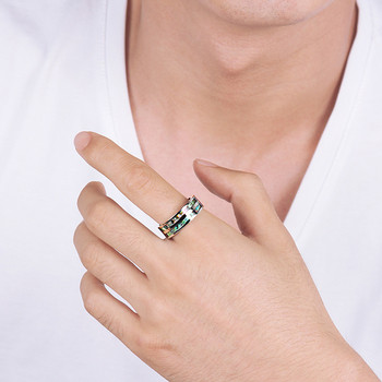 Μοντέρνο ανδρικό δαχτυλίδι  σε μαύρο και ασημί χρώμα