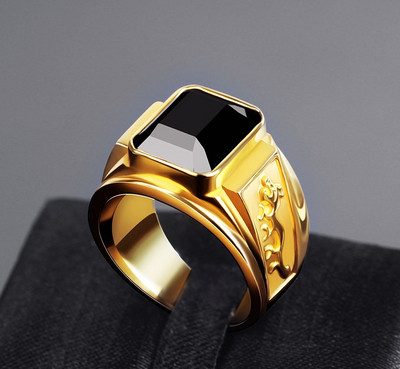 Μοντέρνο ανδρκό δαχτυλίδι με πέτρα σε δύο χρώματα