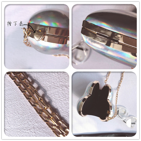 Geanta de dama moderna in forma de inima de culoare argintie