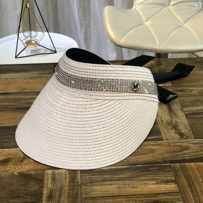 Σύγχρονο γυναικείο καπέλο με γείσο  με πέτρες και κορδέλα σε διάφορα χρώματα