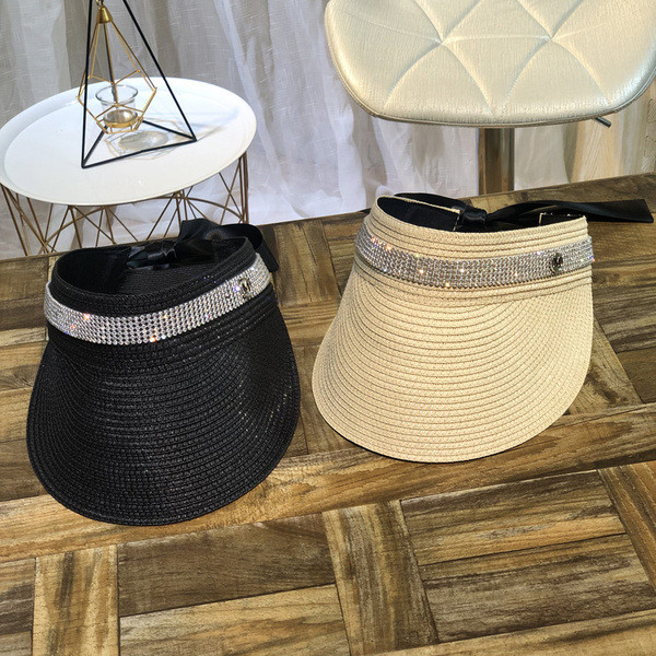 Σύγχρονο γυναικείο καπέλο με γείσο  με πέτρες και κορδέλα σε διάφορα χρώματα