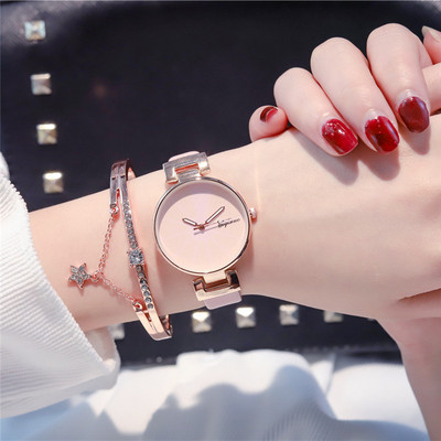 Стилен дамски часовник в няколко цвята  с гривна 