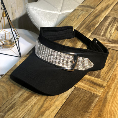 Modern női napellenző kövekkel és fém csattal több színben