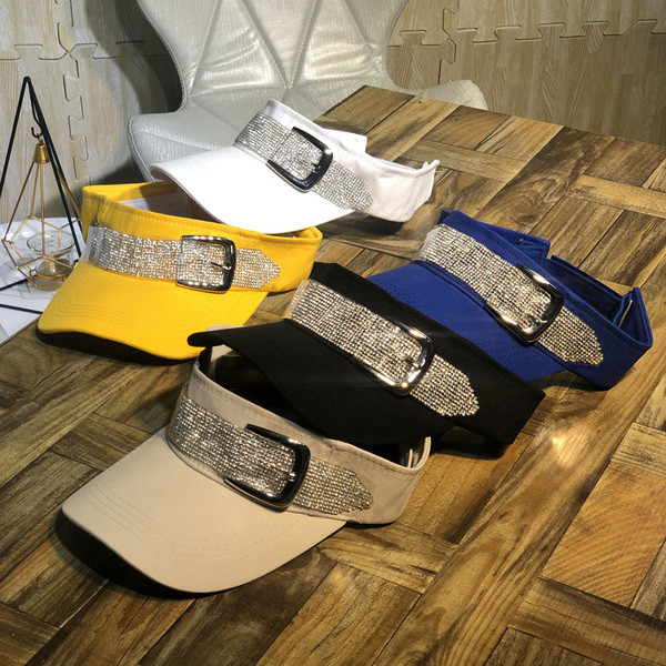 Modern női napellenző kövekkel és fém csattal több színben