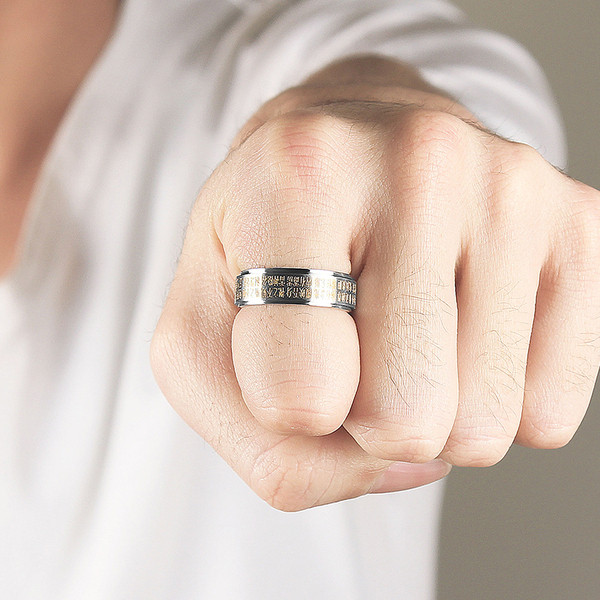 Modern férfi gyűrű két színben, gravírozással