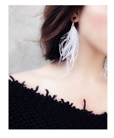 Κομψά μακρύ γυναικεία σκουλαρίκια σε λευκό χρώμα