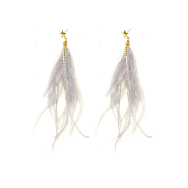 Κομψά μακρύ γυναικεία σκουλαρίκια σε λευκό χρώμα