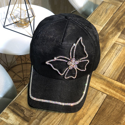 Γυναικείο μοντέρνο καπέλο με 3D διακόσμηση και πέτρες σε μαύρο, λευκό και ροζ χρώμα