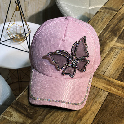 Γυναικείο μοντέρνο καπέλο με 3D διακόσμηση και πέτρες σε μαύρο, λευκό και ροζ χρώμα