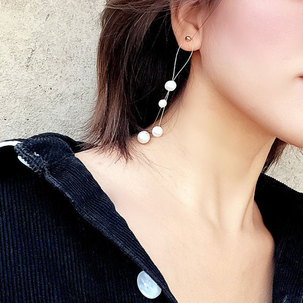 Μοντέρνα γυναικεία  μακρύ σκουλαρίκια με πέρλες 