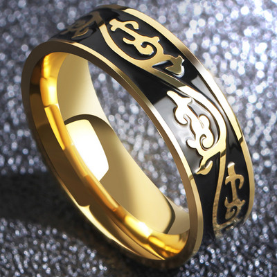 Modern men`s ring in golden color