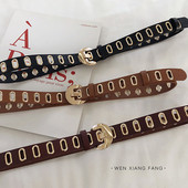 Stílusos női bőr öv fém elemekkel több színben