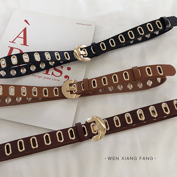 Stílusos női bőr öv fém elemekkel több színben