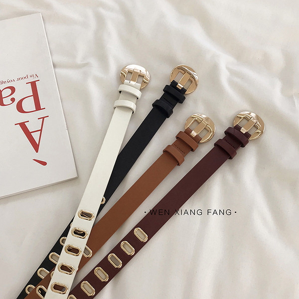 Stílusos női bőr öv fém elemekkel több színben