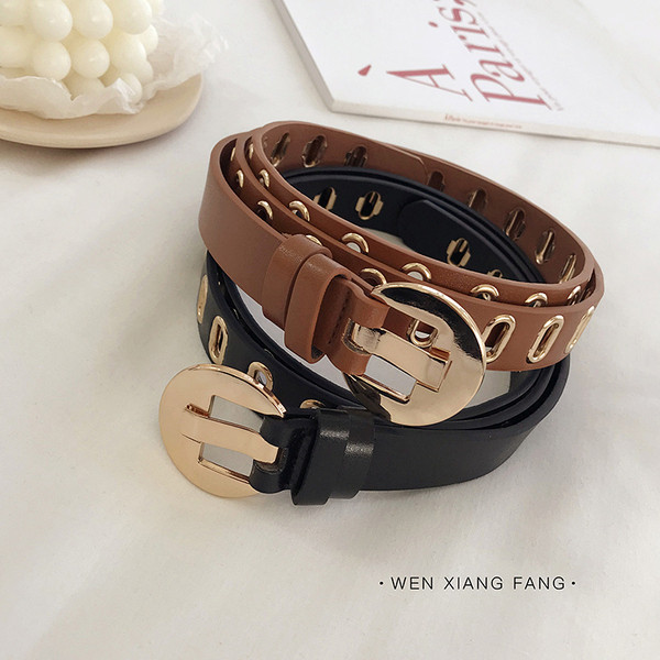 Stílusos női bőr öv fém elemekkel több színben