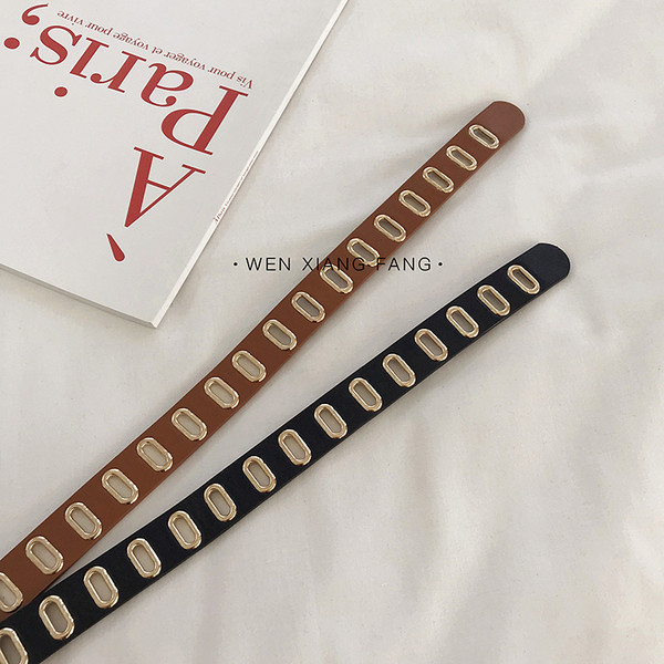 Stílusos női bőr öv fém elemekkel több színben