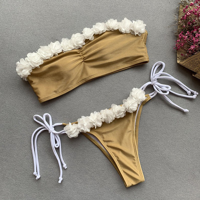 Μοντέρνο γυναικείο μαγιό  σε χρυσό χρώμα