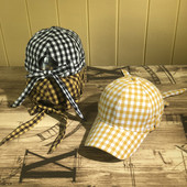 Kockás női sapka nyakkendővel több színben