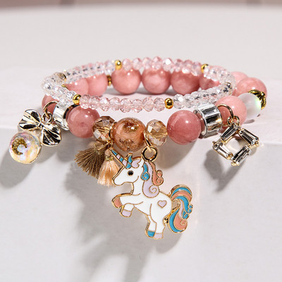 Γυναικείο βραχιόλι με μενταγιόν και φούντα σε διάφορα χρώματα