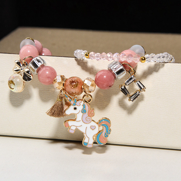 Γυναικείο βραχιόλι με μενταγιόν και φούντα σε διάφορα χρώματα