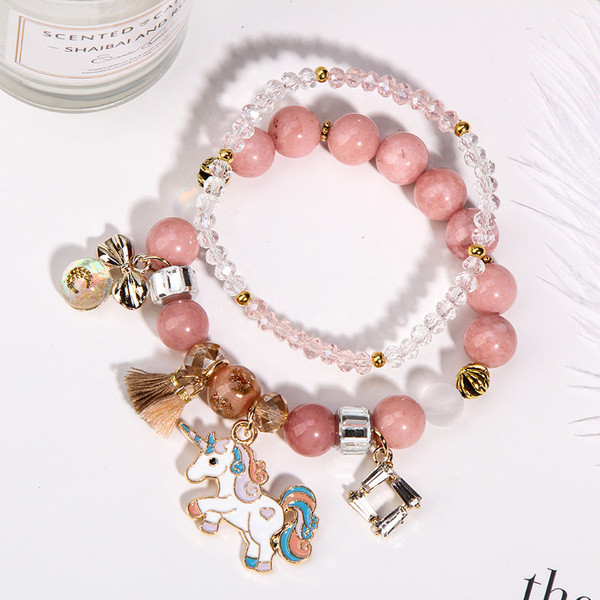 Γυναικείο βραχιόλι με μενταγιόν και φούντα σε διάφορα χρώματα