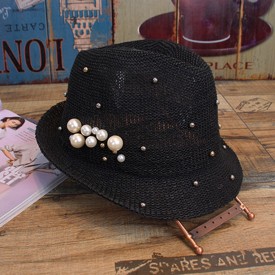 Γυναικείο καπέλο καλοκαιρινό  με πέρλες σε διάφορα χρώματα