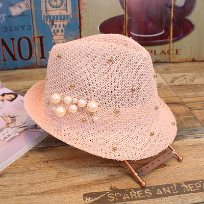 Γυναικείο καπέλο καλοκαιρινό  με πέρλες σε διάφορα χρώματα