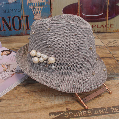 Γυναικείο καπέλο καλοκαιρινό  με πέρλες σε διάφορα χρώματα