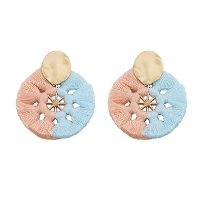 Modern női fülbevaló kerek formával, bojttal két színben