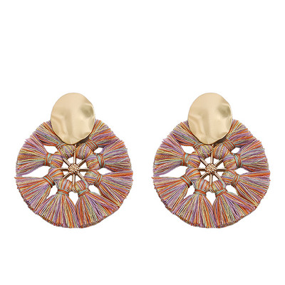 Modern női fülbevaló kerek formával, bojttal két színben