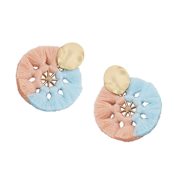 Modern női fülbevaló kerek formával, bojttal két színben