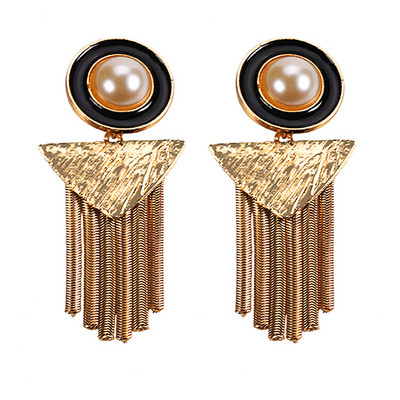 Κομψά γυναικεία σκουλαρίκια  με μενταγιόν και πέρλες