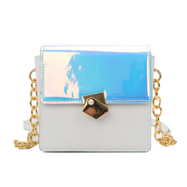 Stílusos női táska öko bőrből fehér és lila színben