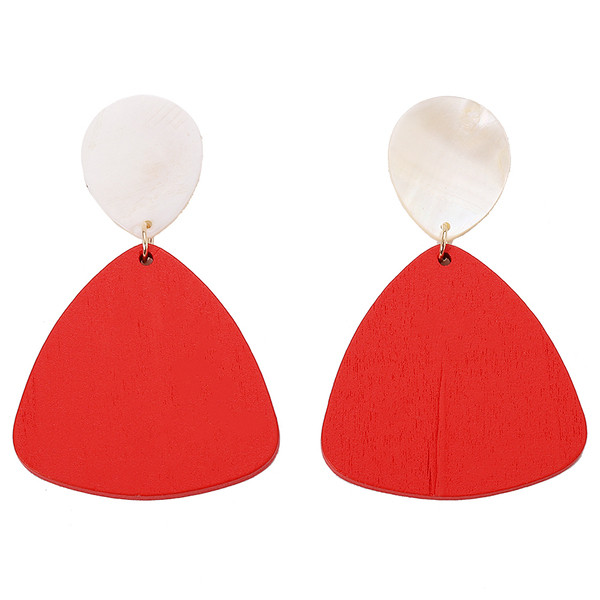 Modern női fülbevaló piros és bézs színben