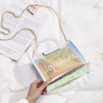 Κομψή γυναικεία τσάντα σε δύο χρώματα με μικρή και μακρά λαβή