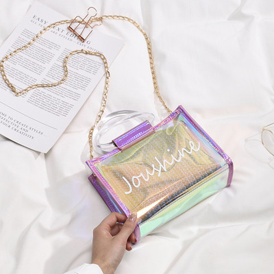 Κομψή γυναικεία τσάντα σε δύο χρώματα με μικρή και μακρά λαβή