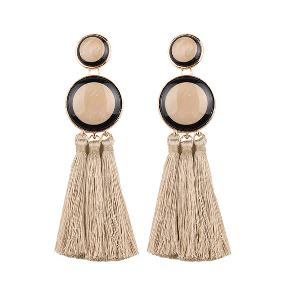 Μοντέρνα γυναικεία σκουλαρίκια με πέτρα και φούντα σε διάφορα χρώματα