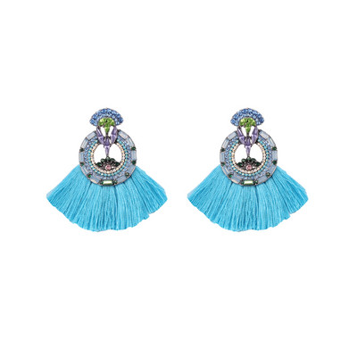 Új modell színes női fülbevaló kövekkel és bojttal