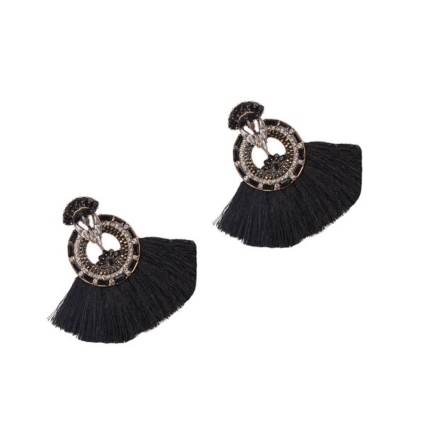 Új modell színes női fülbevaló kövekkel és bojttal