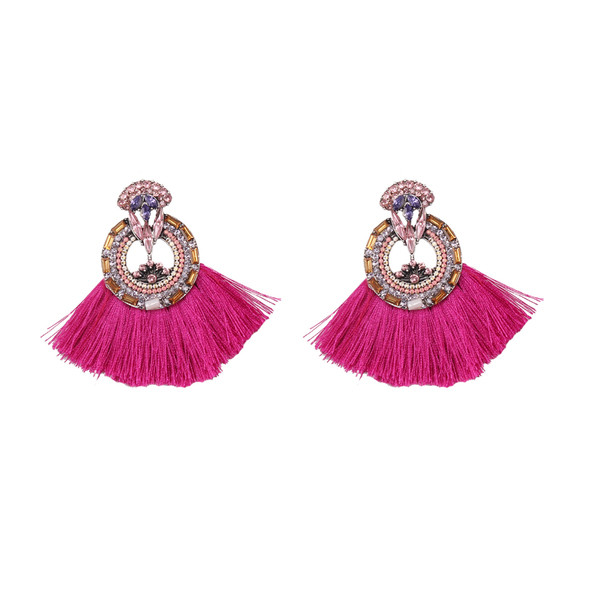 Új modell színes női fülbevaló kövekkel és bojttal